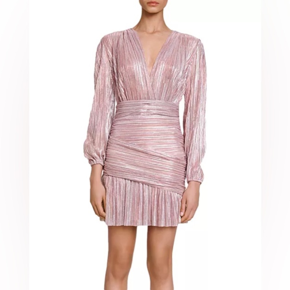Maje Crossover Shimmer Mini Dress